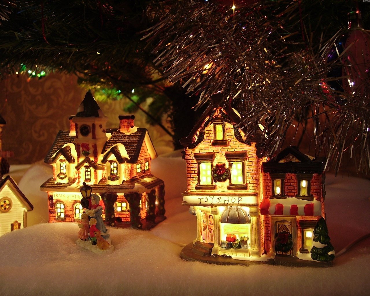 Обои новый год, зима, домики, игрушки, new year, winter, houses, toys разрешение 2848x2136 Загрузить