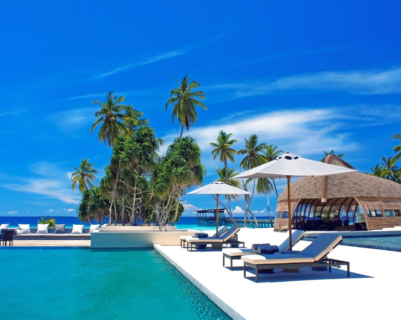 Обои море, курорт, тропики, мальдивы, sea, resort, tropics, the maldives разрешение 4164x2728 Загрузить