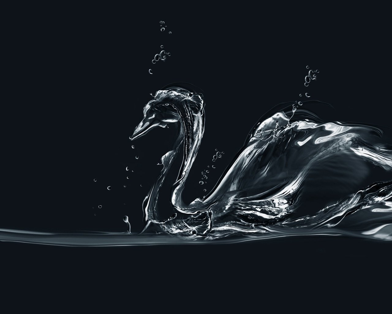 Обои вода, лебедь, минимаизм, мыльные пузыри, деятель, water, swan, minimalism, bubbles, figure разрешение 1920x1080 Загрузить