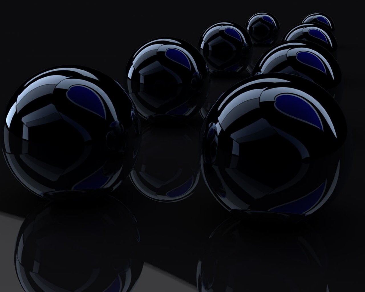 Обои шары, отражение, рендеринг, черный фон, стеклянные, чёрные, balls, reflection, rendering, black background, glass, black разрешение 3840x2160 Загрузить