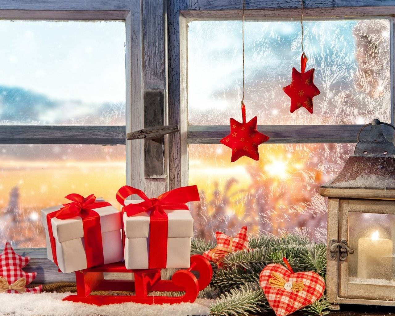 Обои новый год, подарки, фонарь, окно, рождество, new year, gifts, lantern, window, christmas разрешение 2880x1800 Загрузить
