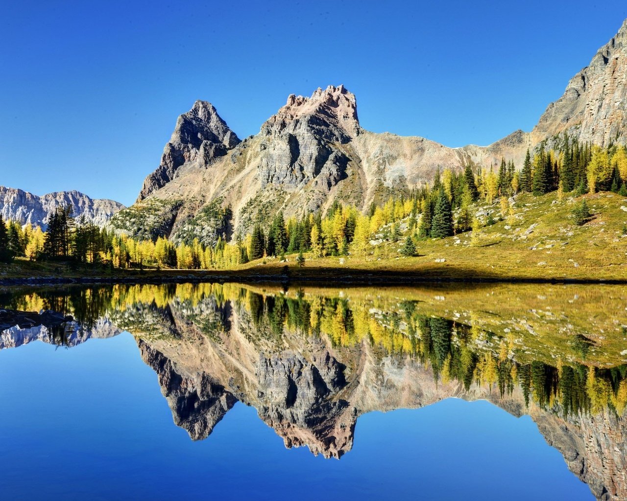Обои небо, трава, озеро, горы, отражение, the sky, grass, lake, mountains, reflection разрешение 2560x1600 Загрузить