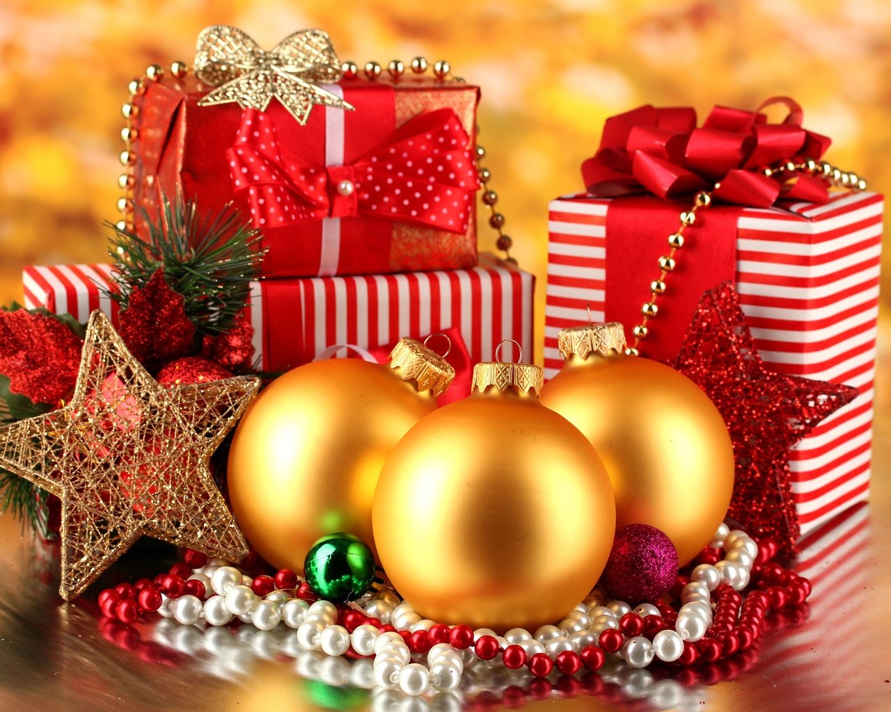 Обои новый год, шары, украшения, звезды, подарки, рождество, ленты, new year, balls, decoration, stars, gifts, christmas, tape разрешение 5184x3456 Загрузить
