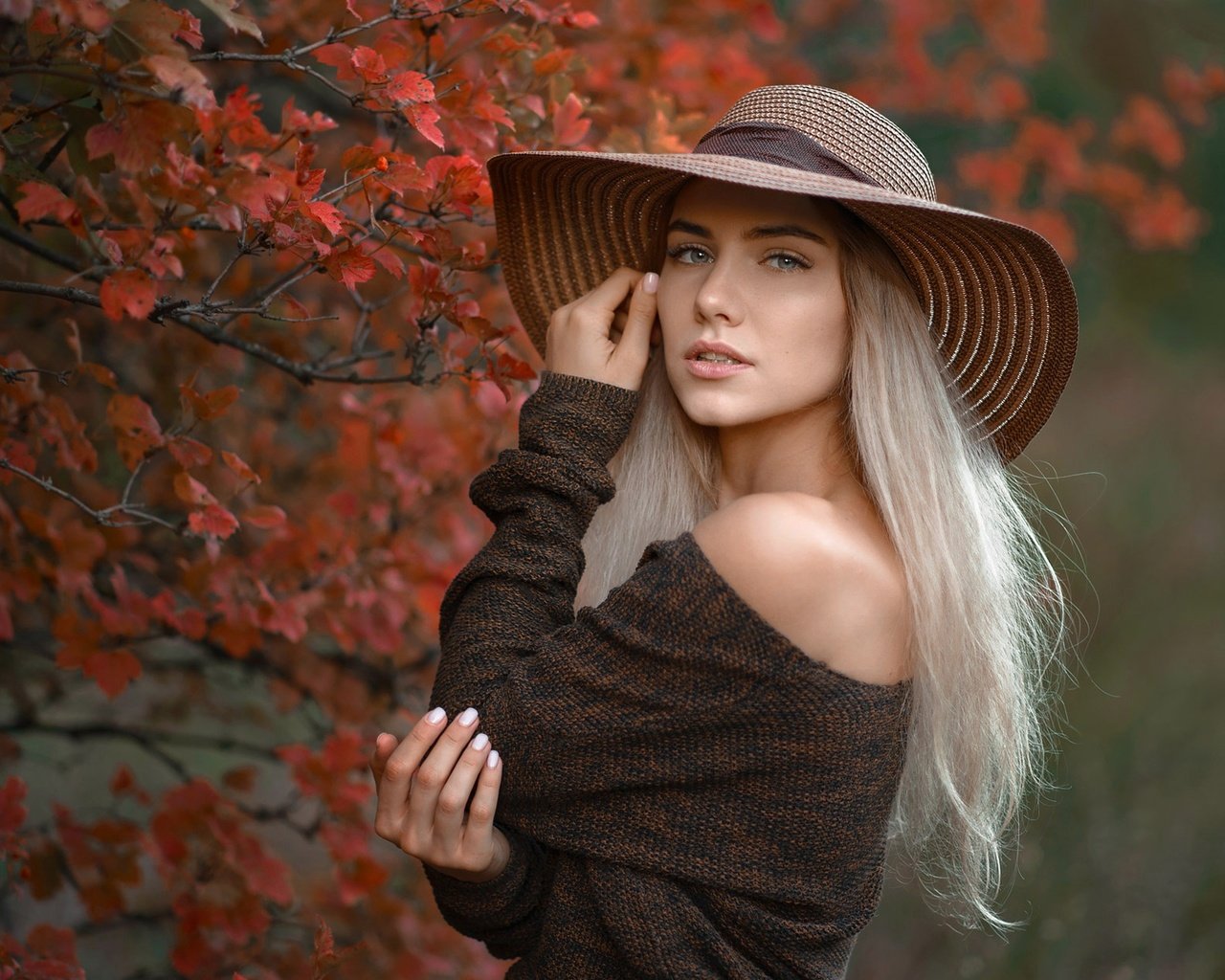 Обои девушка, взгляд, волосы, шляпа, girl, look, hair, hat разрешение 1920x1265 Загрузить