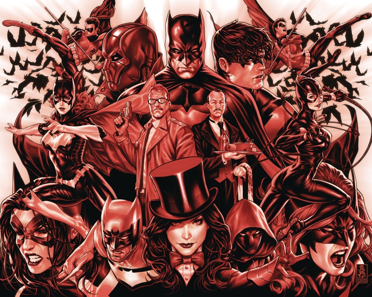 Обои бетмен, краcный, женщина-кошка, зарянка, batgirl, zatanna, detective comics, batman, red, catwoman, robin разрешение 1920x1440 Загрузить