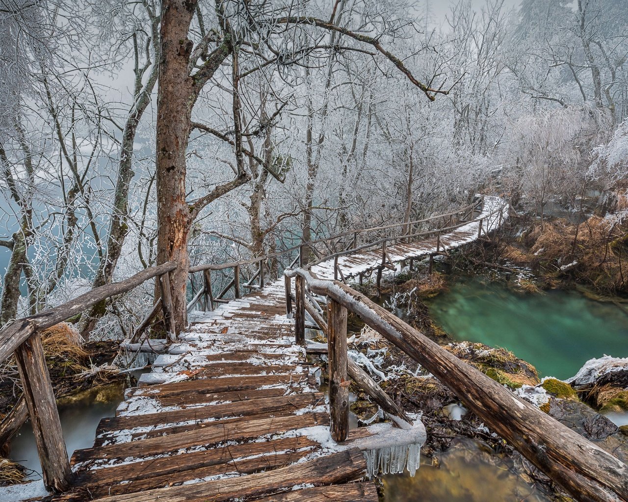 Обои мостик, зима, хорватия, the bridge, winter, croatia разрешение 6699x3768 Загрузить