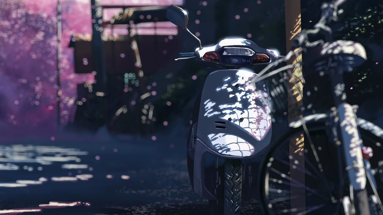 Обои макото синкай, 5 сантиметров в секунду, сакура, мотоцикл, makoto xingkai, 5 centimeters per second, sakura, motorcycle разрешение 1920x1080 Загрузить