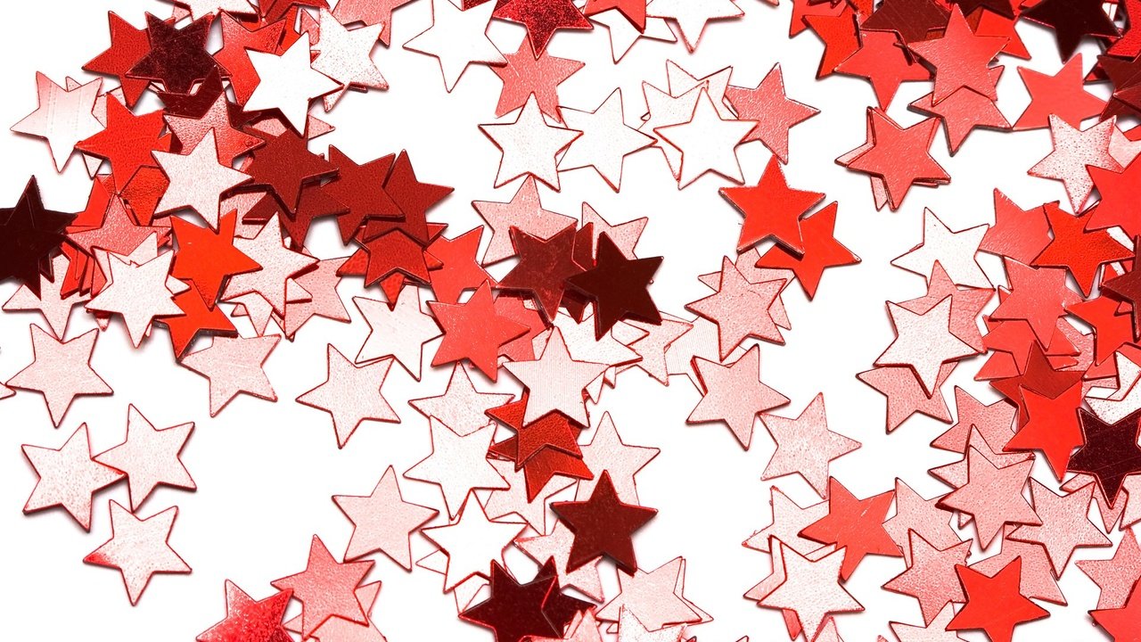 Обои звезды, красные, белые, звездочки, конфетти, stars, red, white, confetti разрешение 1920x1200 Загрузить