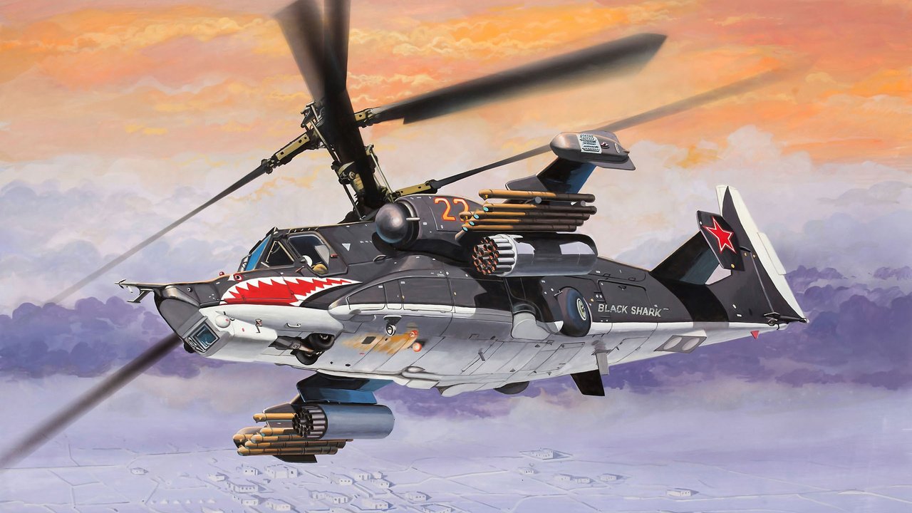 Обои арт, вертолет, советский, черная акула, ка-50, art, helicopter, soviet, black shark, ka-50 разрешение 1920x1080 Загрузить