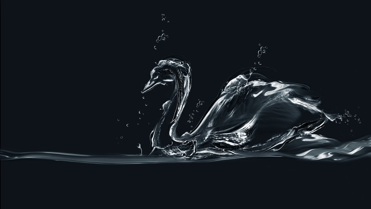 Обои вода, лебедь, минимаизм, мыльные пузыри, деятель, water, swan, minimalism, bubbles, figure разрешение 1920x1080 Загрузить