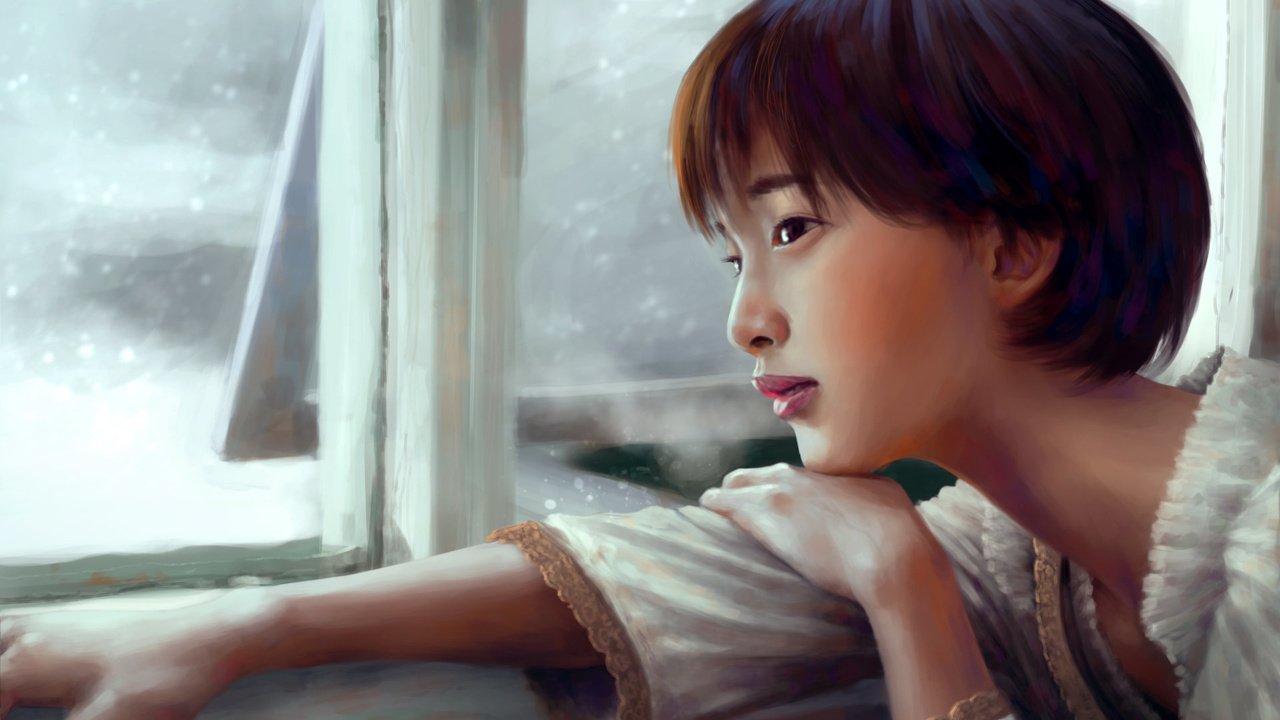 Обои арт, взгляд, актриса, окно, живопись, gouriki ayame, art, look, actress, window, painting разрешение 1920x1367 Загрузить