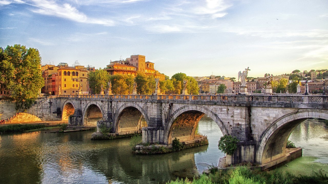 Обои река, мост, дома, италия, рим, river, bridge, home, italy, rome разрешение 2265x1500 Загрузить