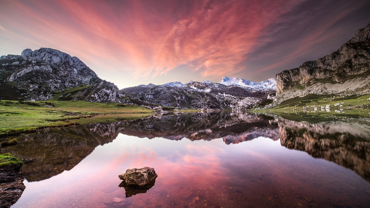 Обои озеро, горы, природа, отражение, juan ignacio cuadrado, lake, mountains, nature, reflection разрешение 1920x1200 Загрузить