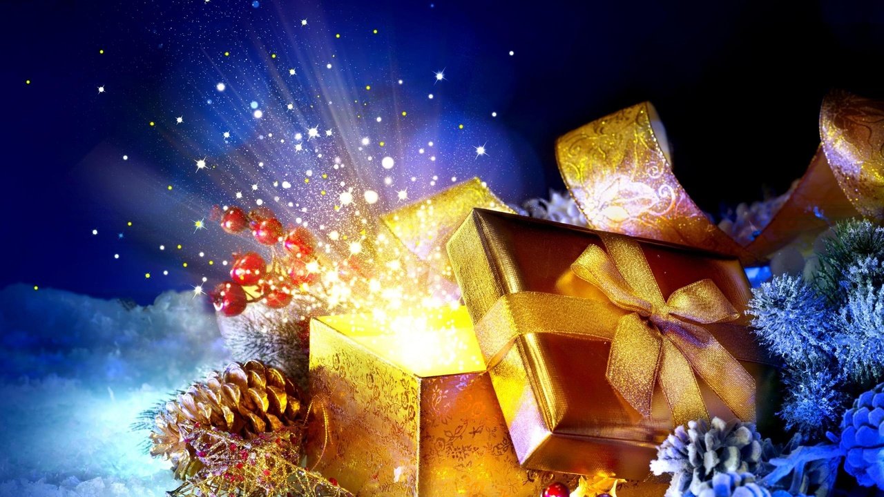 Обои новый год, подарок, рождество, шишки, коробка, new year, gift, christmas, bumps, box разрешение 2560x1600 Загрузить