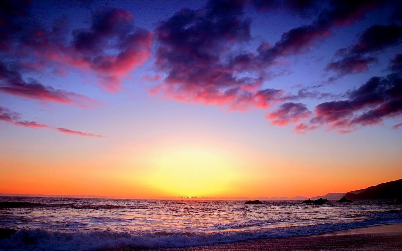 Обои небо, закат, прибой, the sky, sunset, surf разрешение 1920x1200 Загрузить