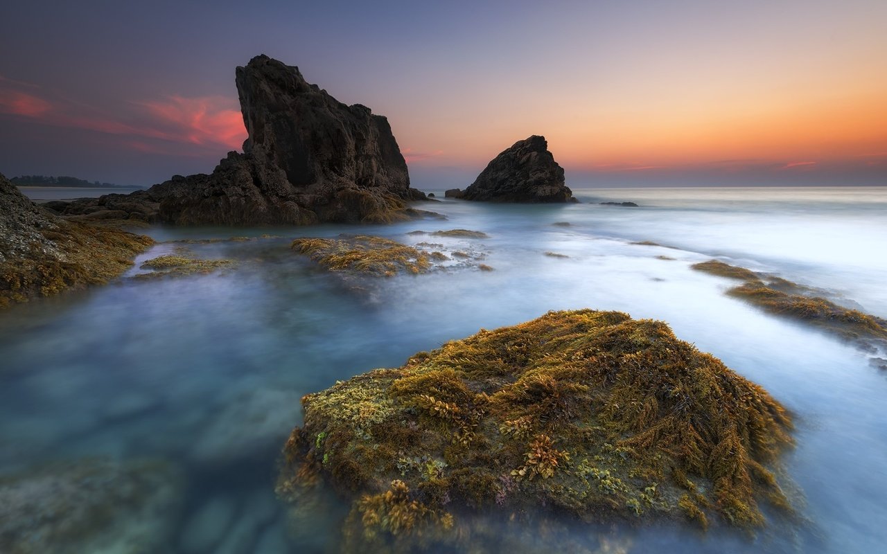 Обои скалы, море, рассвет, побережье, таиланд, rocks, sea, dawn, coast, thailand разрешение 1998x1291 Загрузить