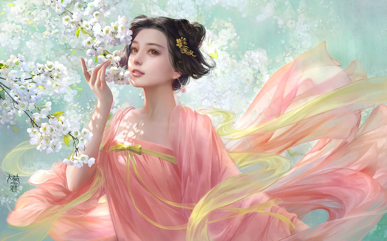 Обои арт, цветение, девушка, фэнтези, весна, art, flowering, girl, fantasy, spring разрешение 1920x1200 Загрузить