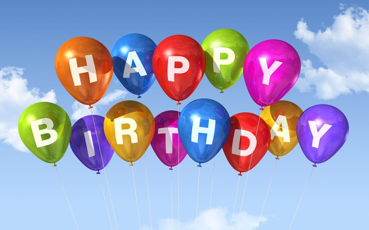 Обои небо, облака, день рождения, воздушные шарики, the sky, clouds, birthday, balloons разрешение 2444x1716 Загрузить