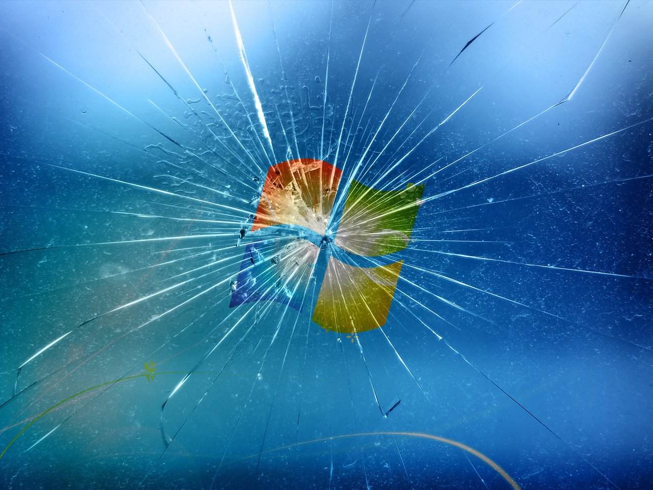 Обои синий, стекло, windows 7, разбитое, blue, glass, broken разрешение 1920x1200 Загрузить