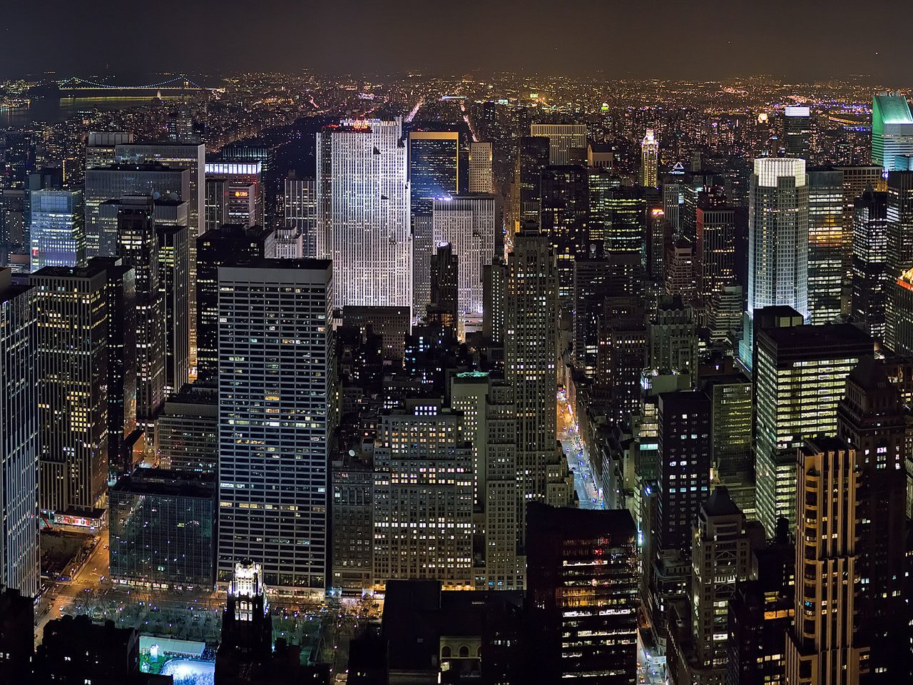 Обои ночь, небоскребы, нью-йорк, night, skyscrapers, new york разрешение 3496x1223 Загрузить