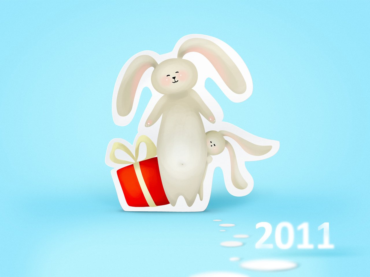 Обои новый год, подарок, зайцы, 2011 год, встреча нового года, new year, gift, rabbits, 2011 разрешение 1920x1200 Загрузить