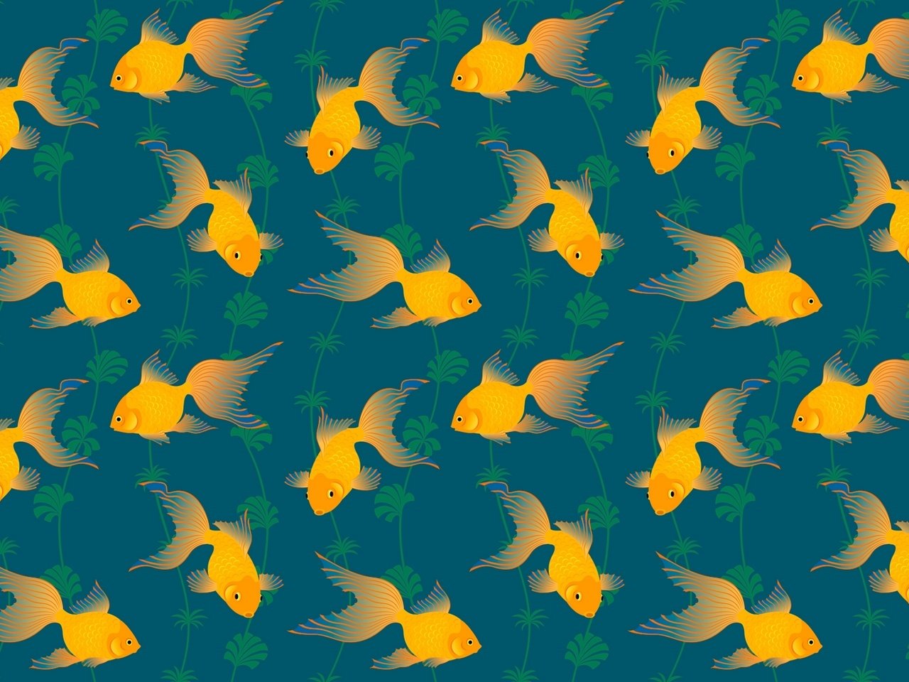 Обои арт, узор, рыбы, золотая рыбка, водоросли, хвост, art, pattern, fish, goldfish, algae, tail разрешение 1920x1280 Загрузить