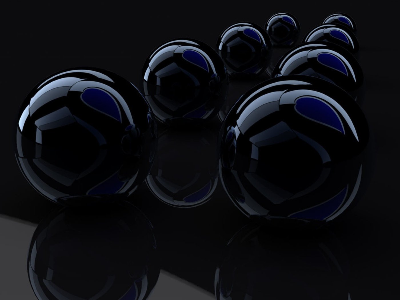 Обои шары, отражение, рендеринг, черный фон, стеклянные, чёрные, balls, reflection, rendering, black background, glass, black разрешение 3840x2160 Загрузить