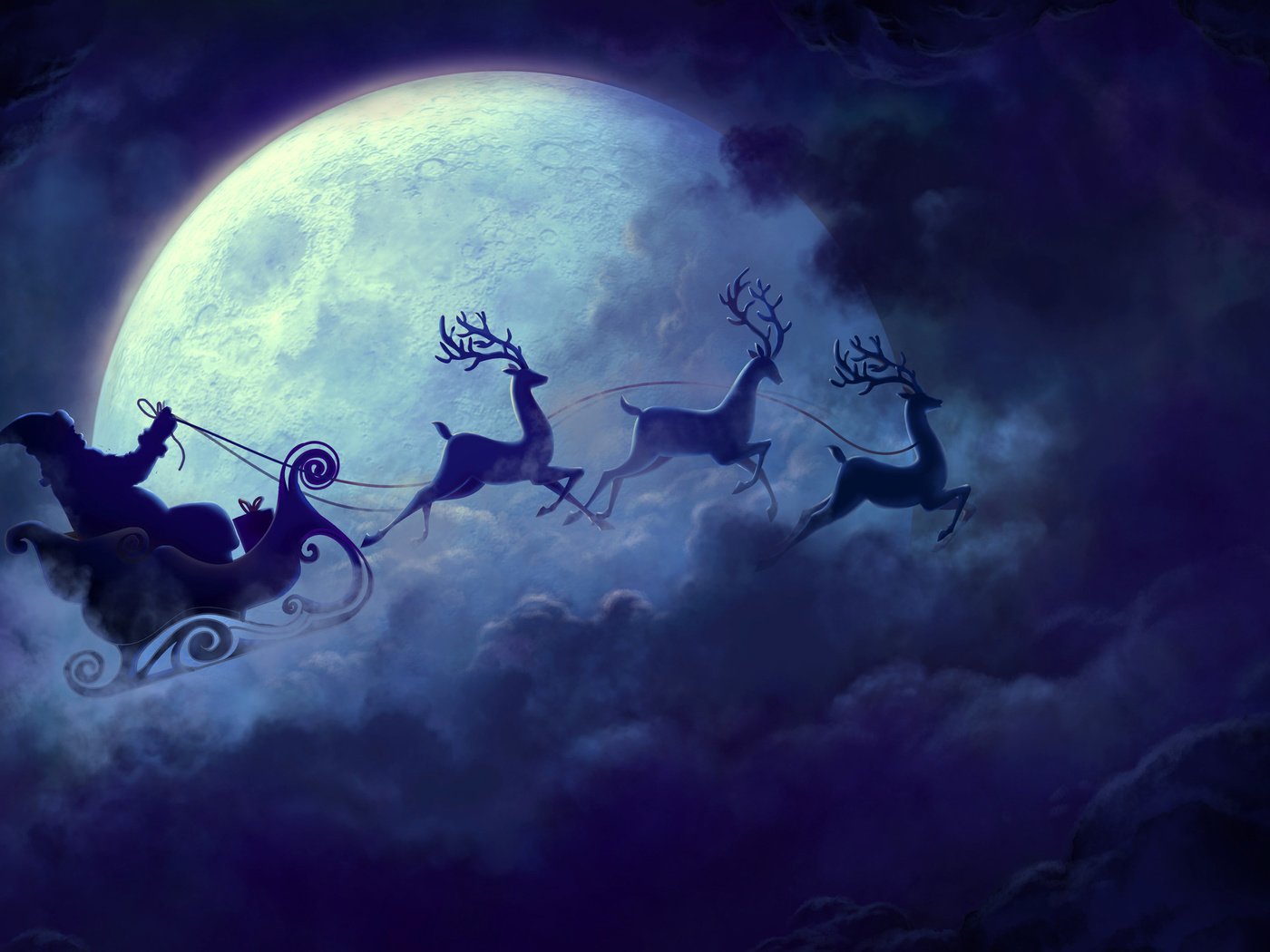 Обои колесница, небо, облака, луна, сани, олени, рождество, упряжка, санта-клаус, chariot, the sky, clouds, the moon, sleigh, deer, christmas, team, santa claus разрешение 2560x1600 Загрузить