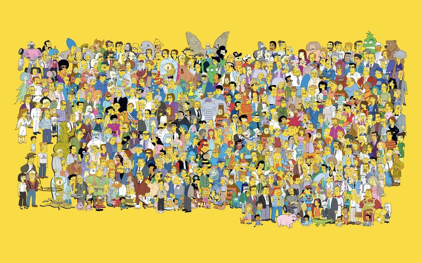 Обои симпсоны, simpsons, персонажи, всё, the simpsons, characters, all разрешение 1920x1200 Загрузить