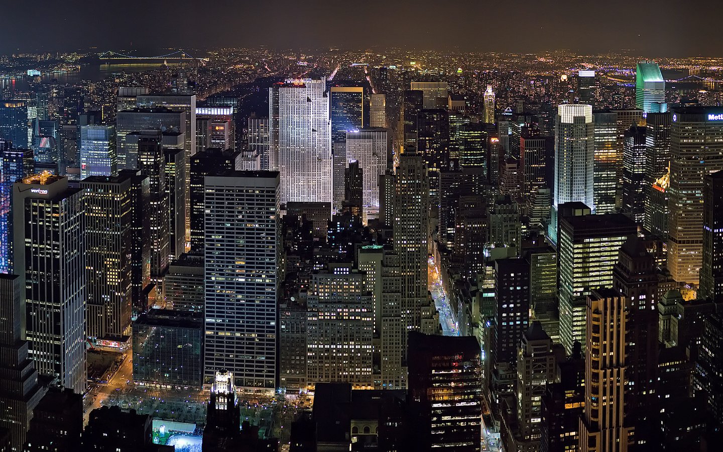 Обои ночь, небоскребы, нью-йорк, night, skyscrapers, new york разрешение 3496x1223 Загрузить