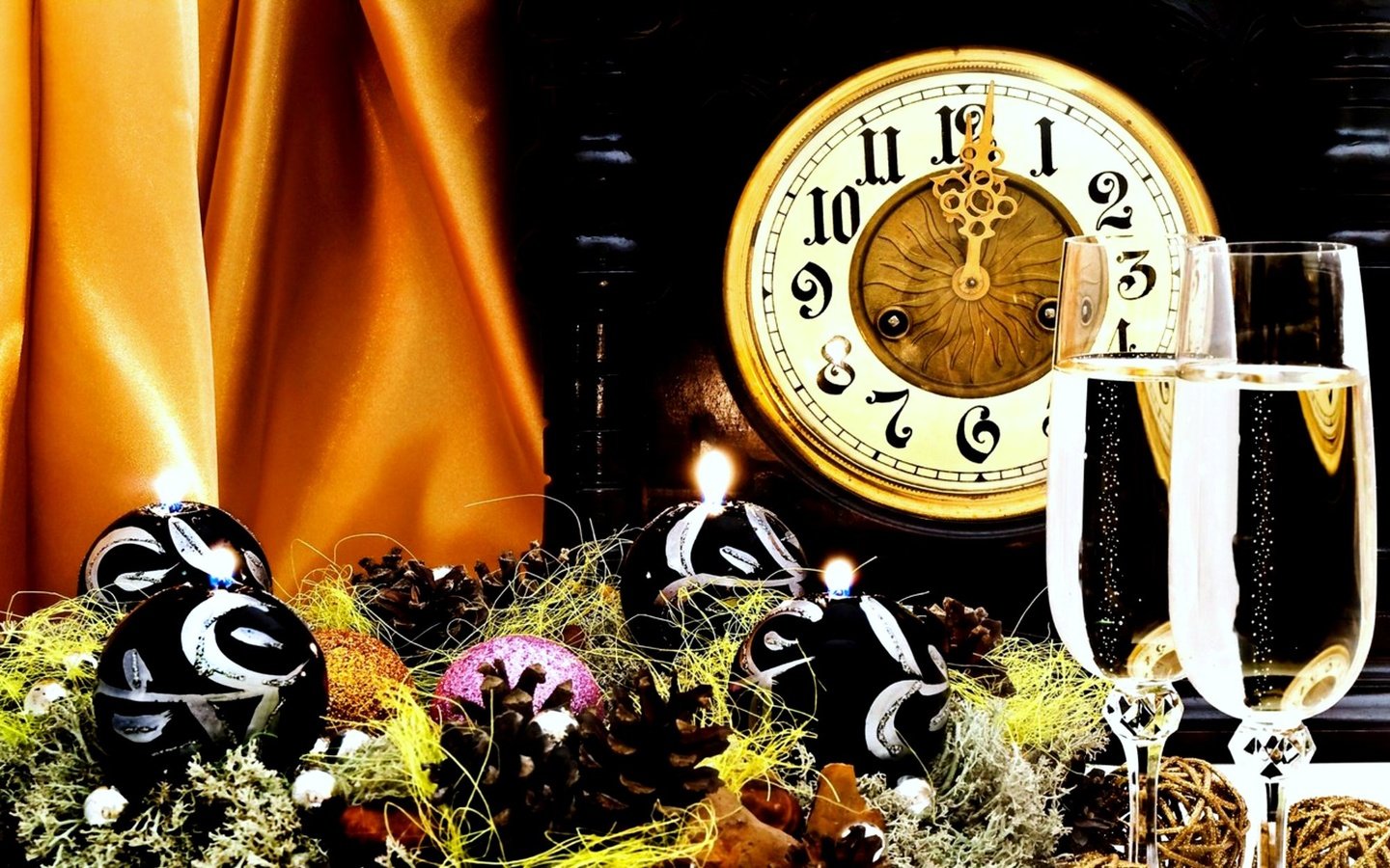 Обои новый год, шары, елочные игрушки, шампанское, полночь, новогодние игрушки, новогодний шар, new year, balls, christmas decorations, champagne, midnight, christmas toys, christmas ball разрешение 2000x1250 Загрузить