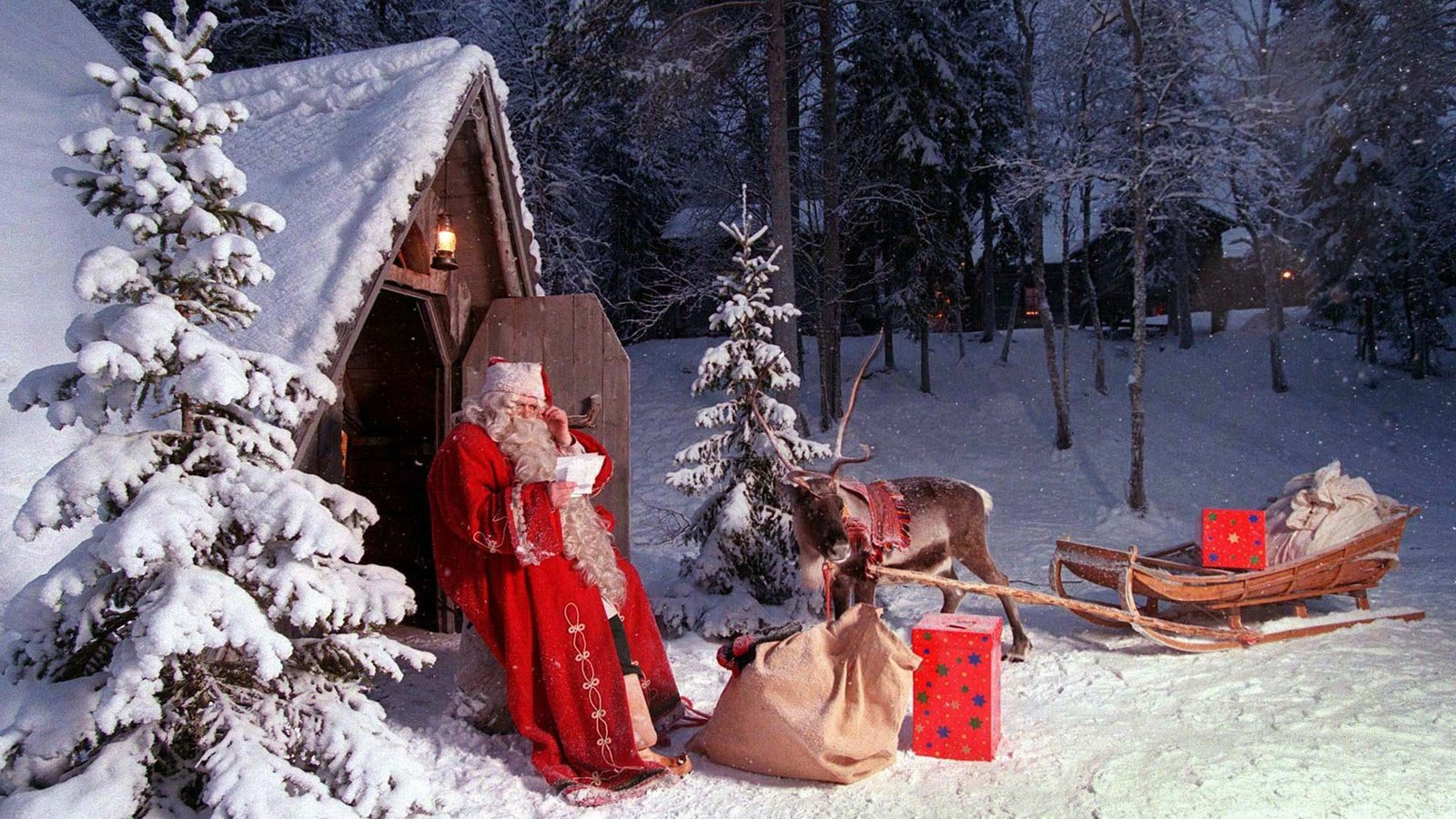 Обои новый год, олень, зима, рождество, санта клаус, new year, deer, winter, christmas, santa claus разрешение 1920x1200 Загрузить