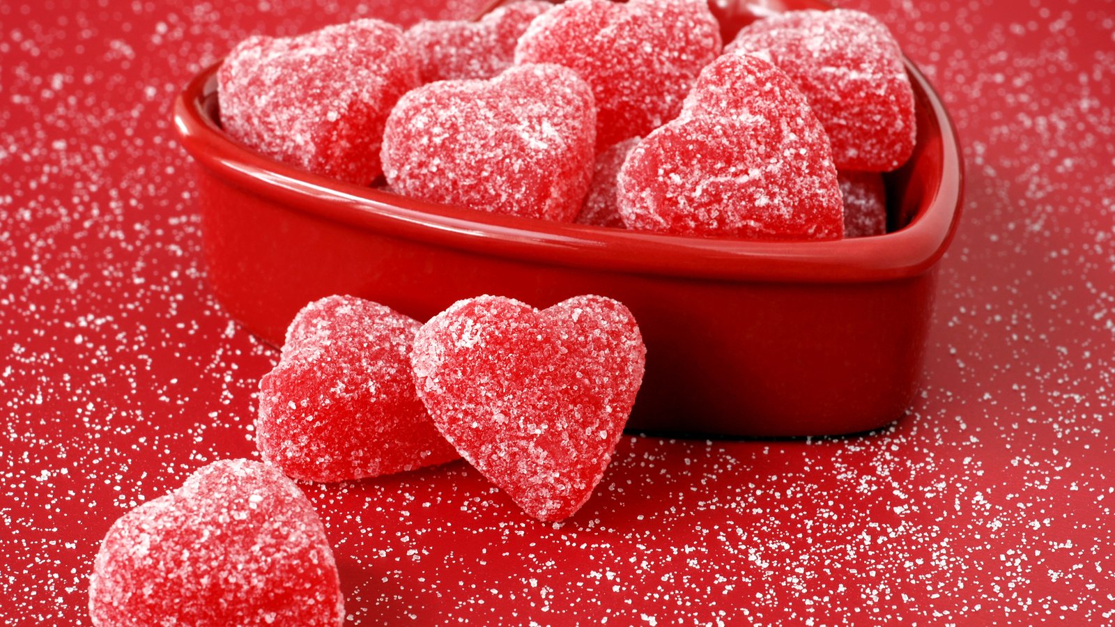 Обои красные, сердечки, сахар, red, hearts, sugar разрешение 3200x2142 Загрузить