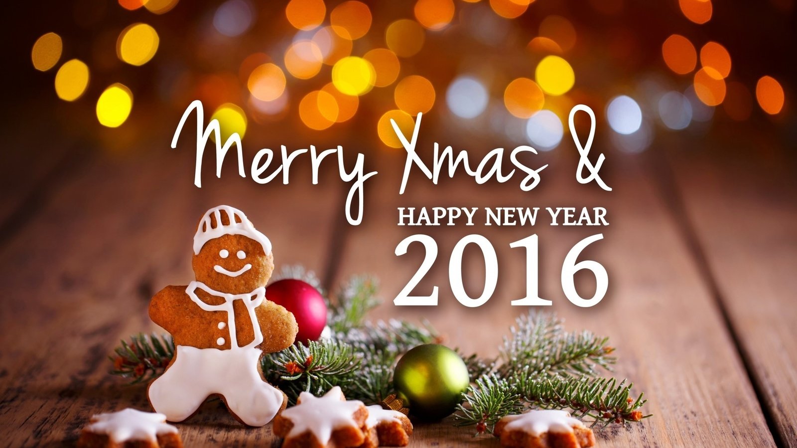 Обои 2016, новый год, пряник, шары, надпись, поздравление, рождество, пожелание, печеньки, веточки, new year, gingerbread, balls, the inscription, congratulations, christmas, wish, cookies, twigs разрешение 2560x1600 Загрузить