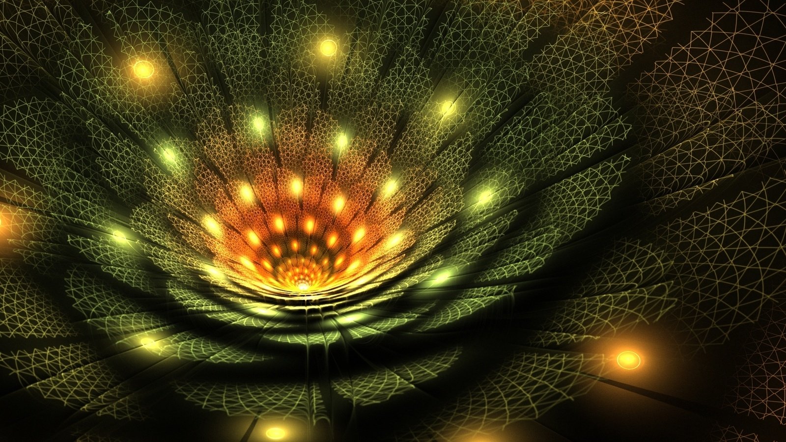 Обои свет, абстракция, цветок, лепестки, фрактал, light, abstraction, flower, petals, fractal разрешение 1920x1200 Загрузить