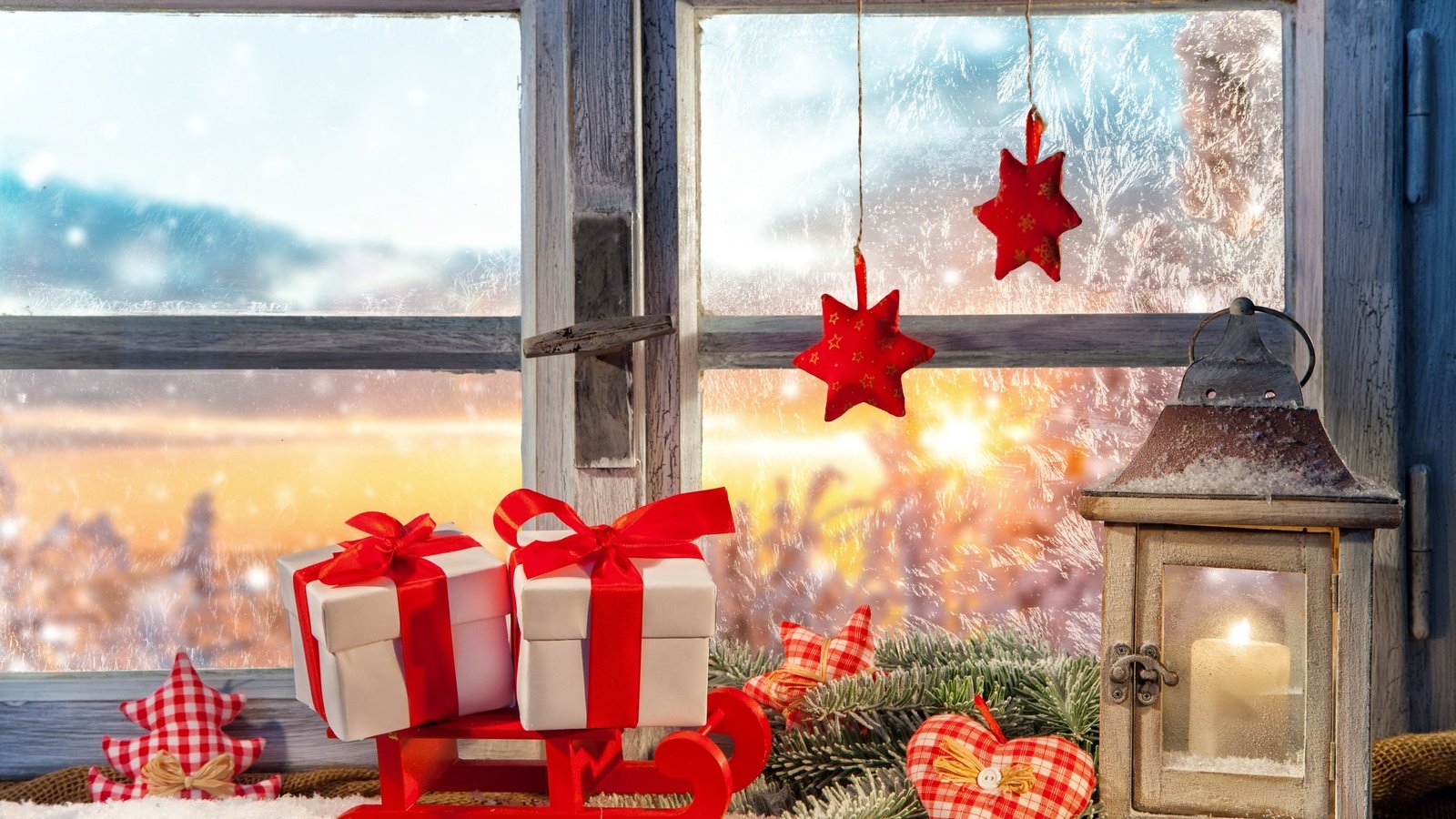 Обои новый год, подарки, фонарь, окно, рождество, new year, gifts, lantern, window, christmas разрешение 2880x1800 Загрузить