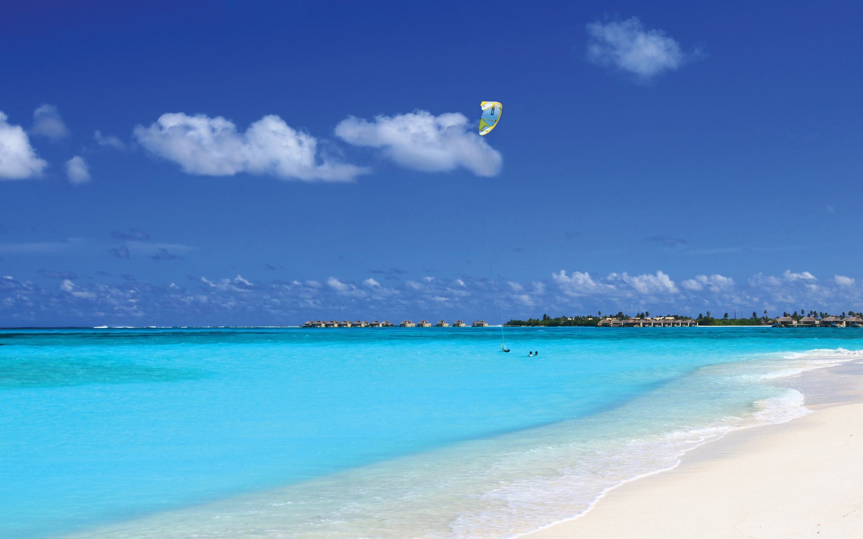 Обои пляж, бунгало, тропики, мальдивы, кайтсёрфинг, beach, bungalow, tropics, the maldives, kitesurfing разрешение 4176x2528 Загрузить