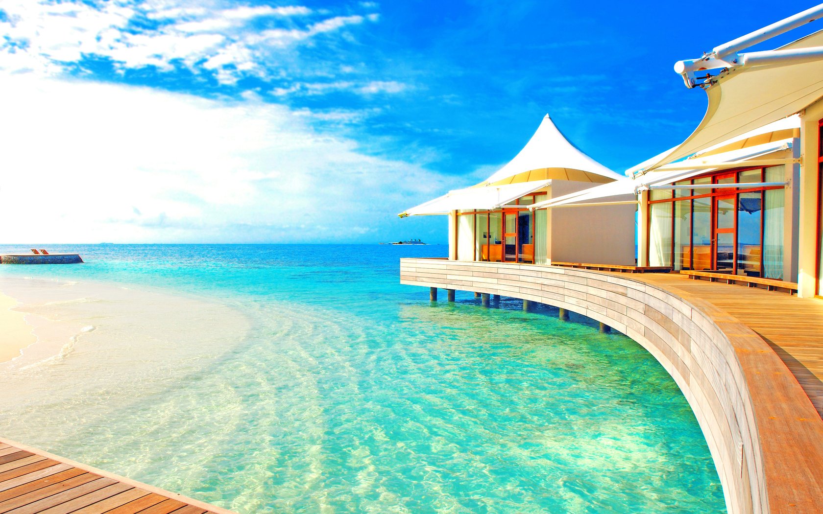 Обои море, курорт, тропики, мальдивы, sea, resort, tropics, the maldives разрешение 4277x2867 Загрузить