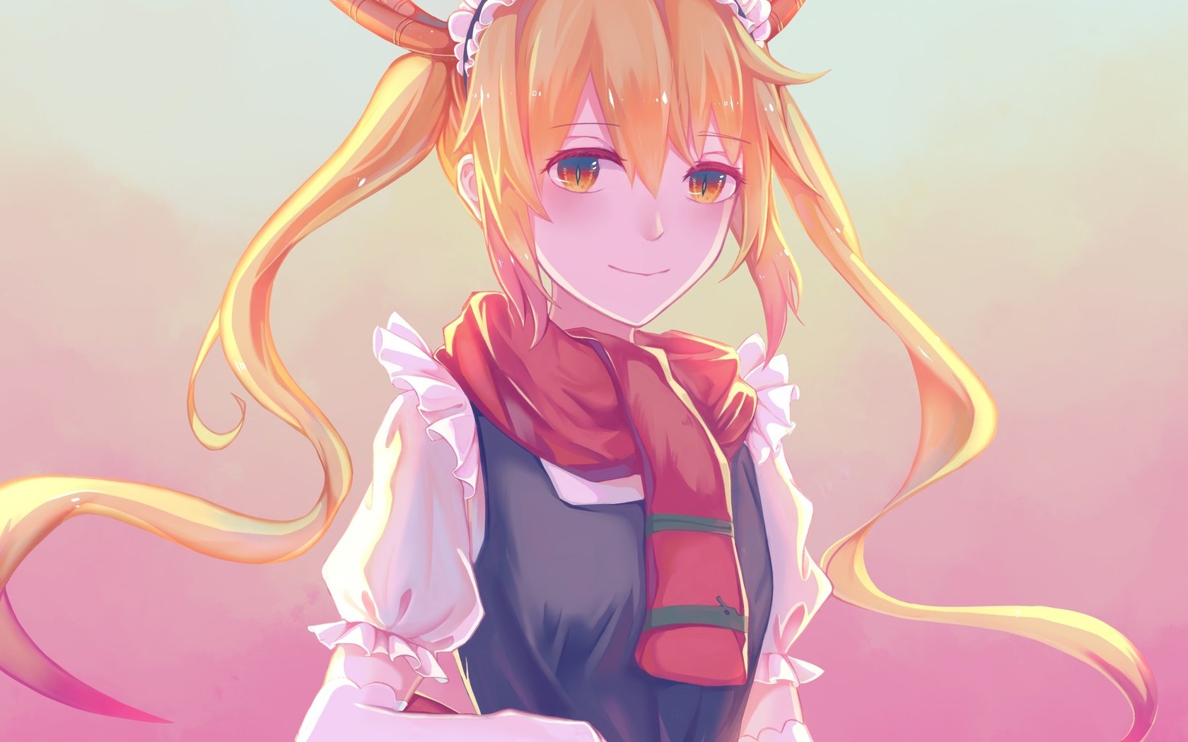 Обои девушка, аниме, рога, шарф, блонд, kobayashi-san chi no maid dragon, tooru, girl, anime, horns, scarf, blonde разрешение 3000x2500 Загрузить