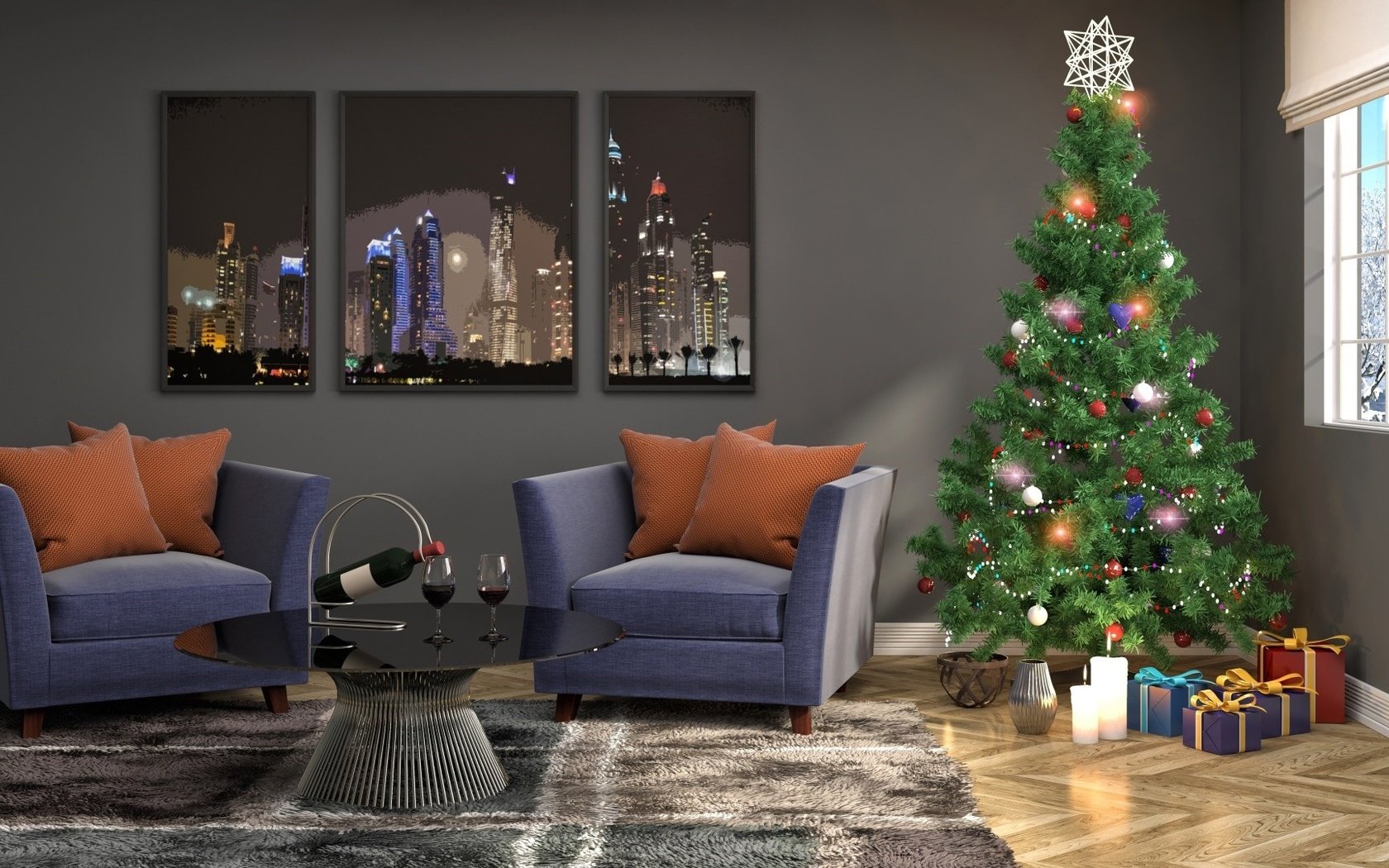 Обои новый год, елка, подарки, вино, рождество, new year, tree, gifts, wine, christmas разрешение 1920x1080 Загрузить