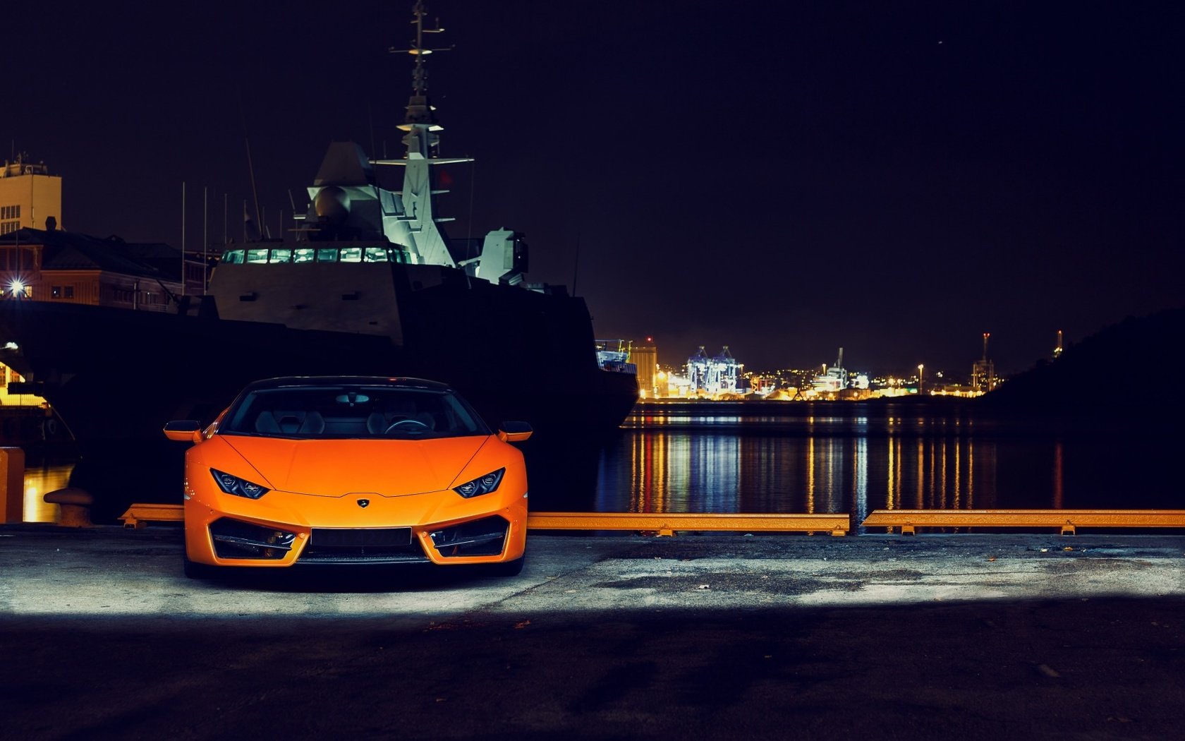 Обои ночь, огни, корабль, авто, порт, lamborghini huracan, night, lights, ship, auto, port разрешение 1920x1080 Загрузить