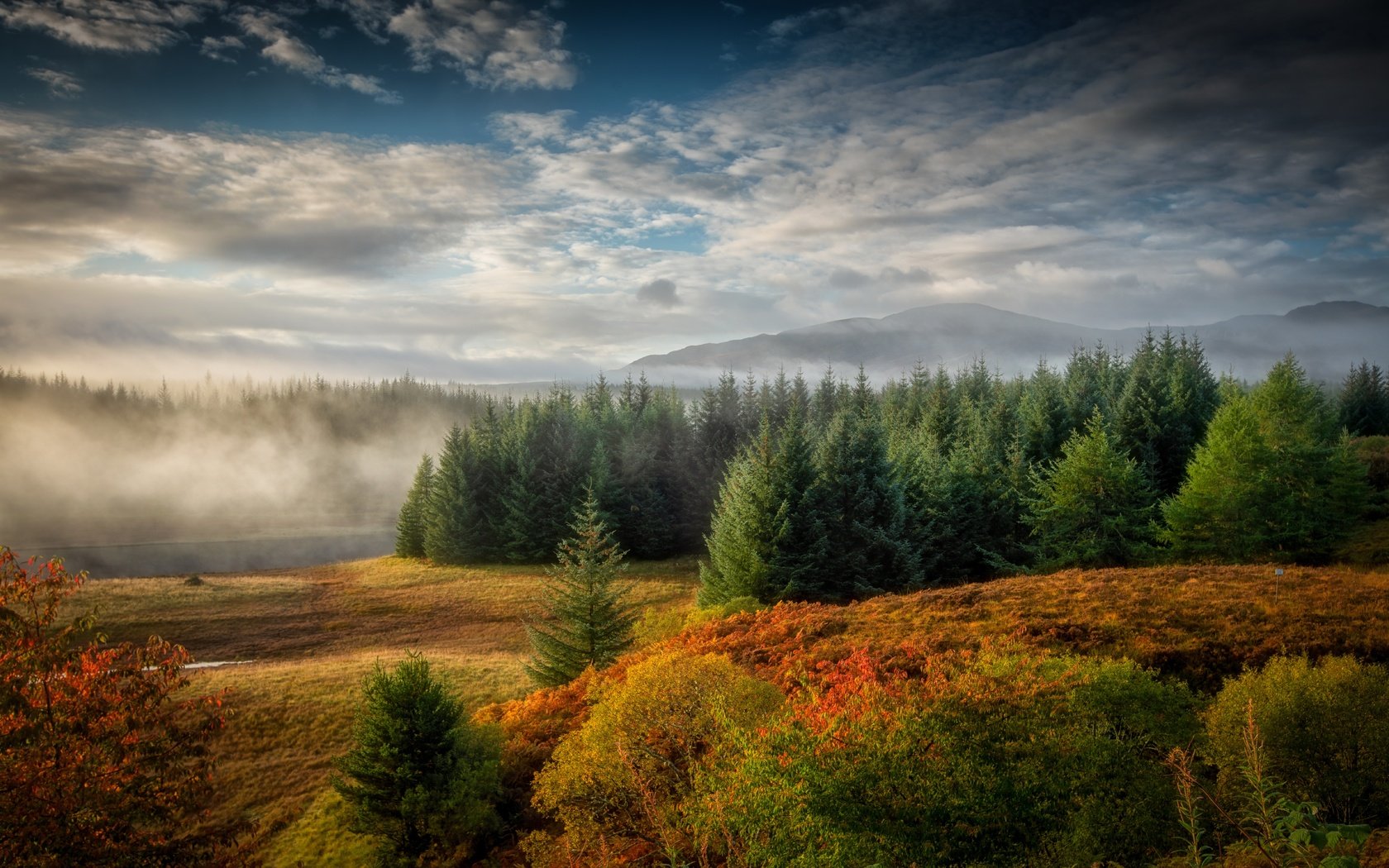 Обои река, туман, осень, шотландия, river, fog, autumn, scotland разрешение 7952x4872 Загрузить