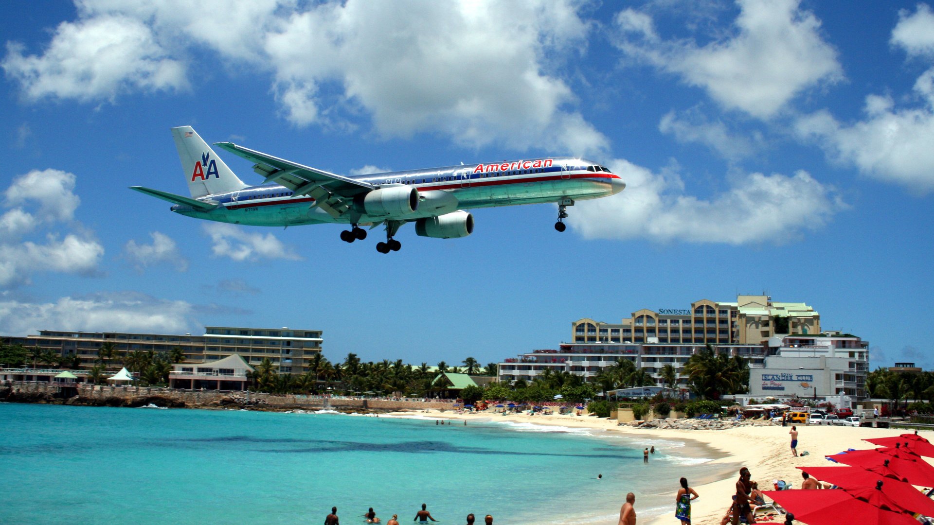 Обои самолет, транспорт, american 757, st.maarten airport, the plane, transport разрешение 2816x1880 Загрузить