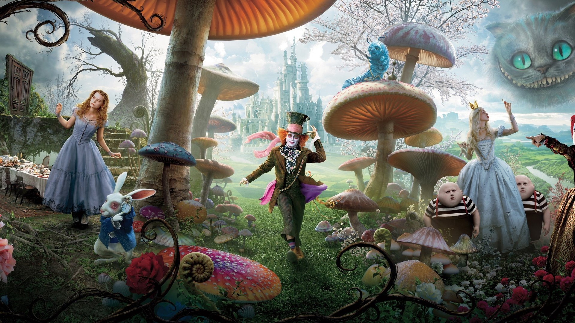 Обои алиса в стране чудес, алиса, тим бартон, alice in wonderland, alice, tim burton разрешение 2560x1440 Загрузить