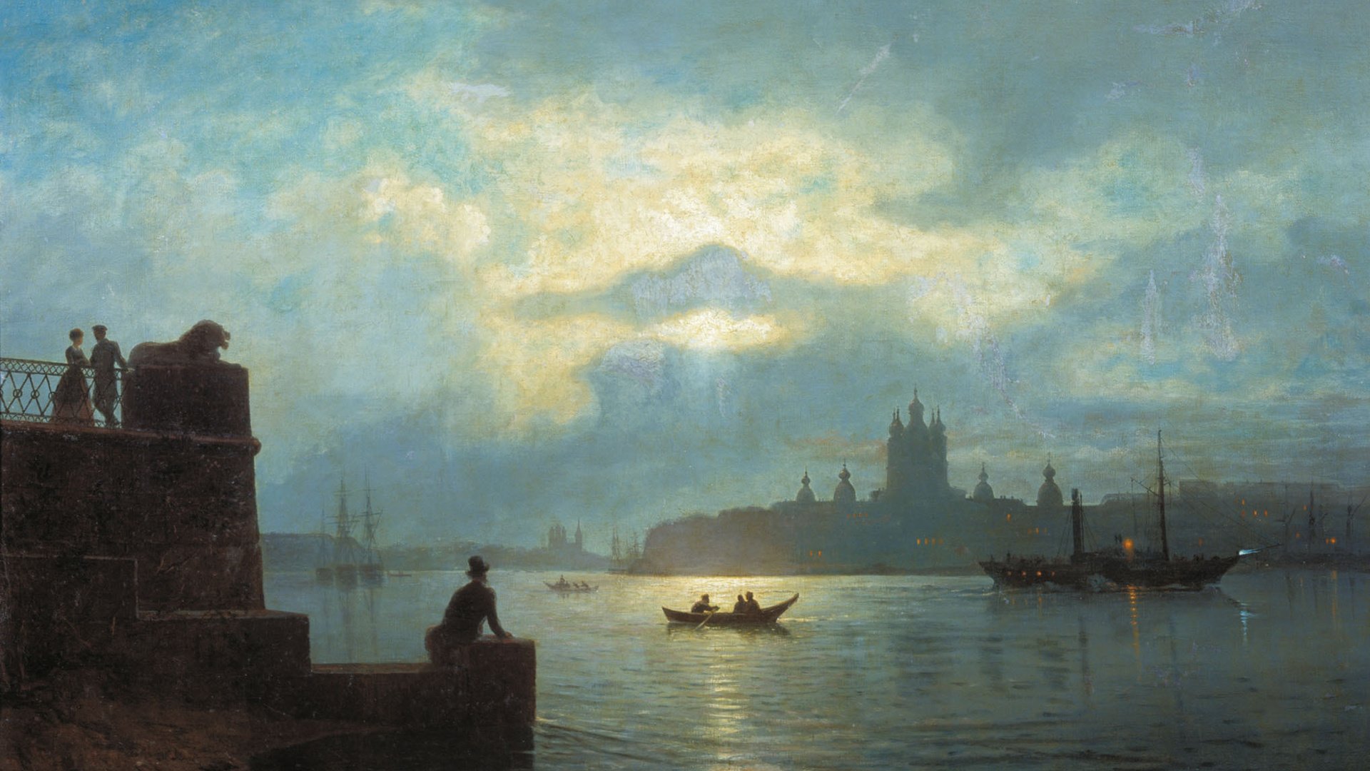 Обои картина, лагорио, лунная ночь над невой, picture, lagorio, moonlit night on the neva разрешение 2036x1350 Загрузить