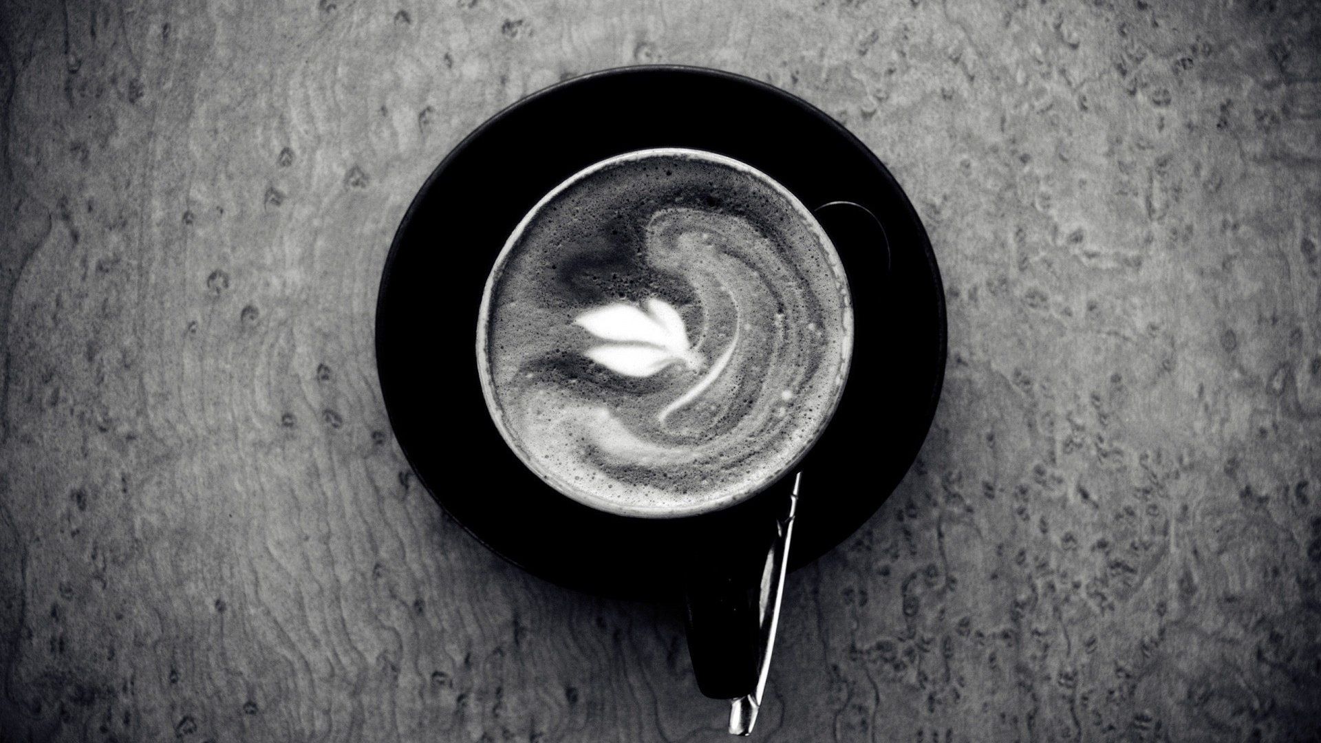 Обои кофе, лист, ложка, черно белая, coffee, sheet, spoon, black and white разрешение 1920x1200 Загрузить