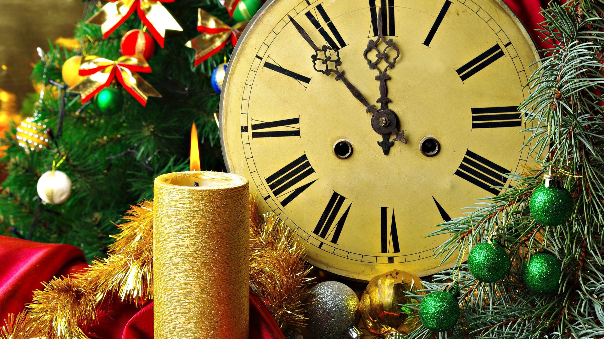 Обои новый год, елка, зима, часы, свеча, новогодний, new year, tree, winter, watch, candle, christmas разрешение 2560x1600 Загрузить