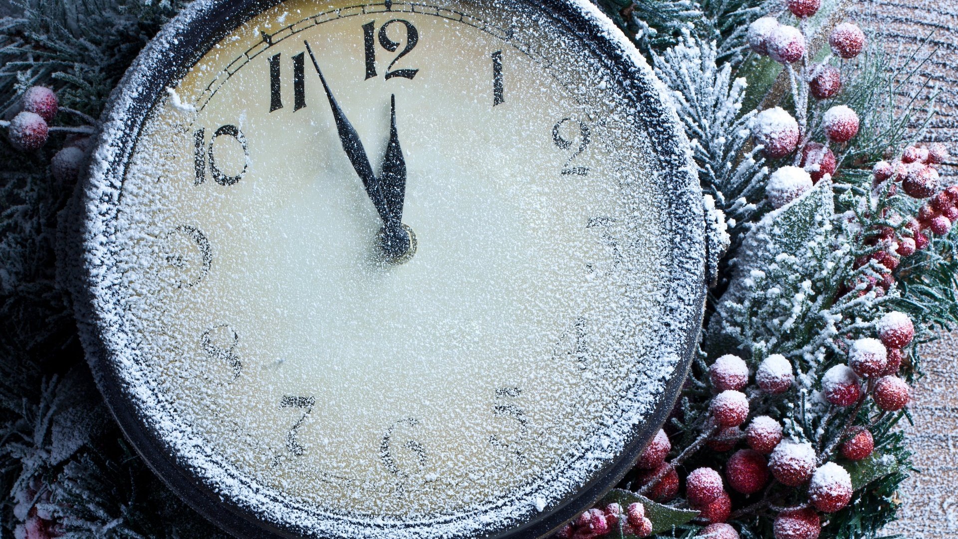 Обои снег, новый год, часы, время, праздник, стрелки, snow, new year, watch, time, holiday, arrows разрешение 3735x2972 Загрузить