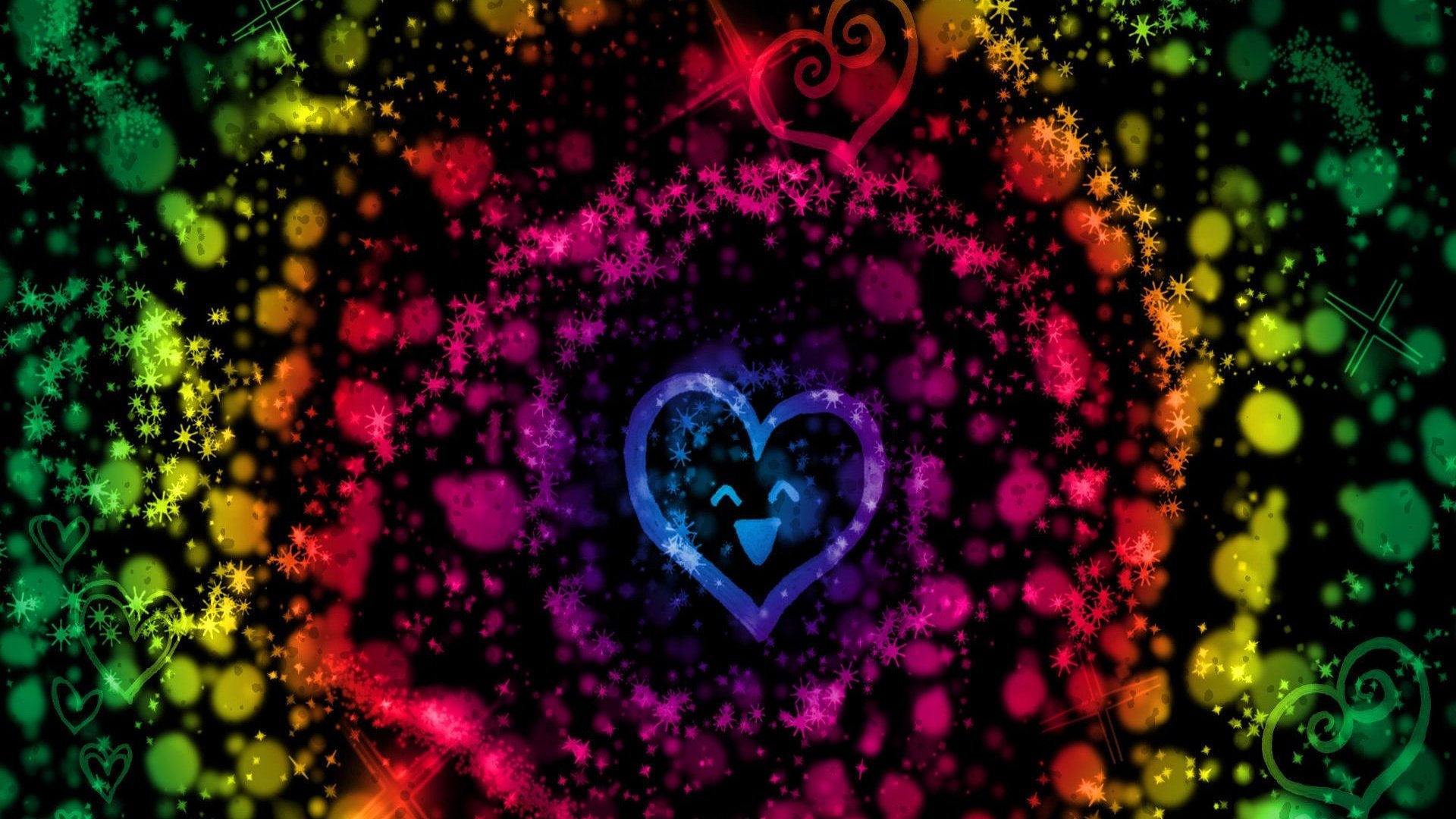 Обои сердечки, арт, абстракция, фон, звезды, цвет, разноцветный, пятна, круги, hearts, art, abstraction, background, stars, color, colorful, spot, circles разрешение 1920x1200 Загрузить