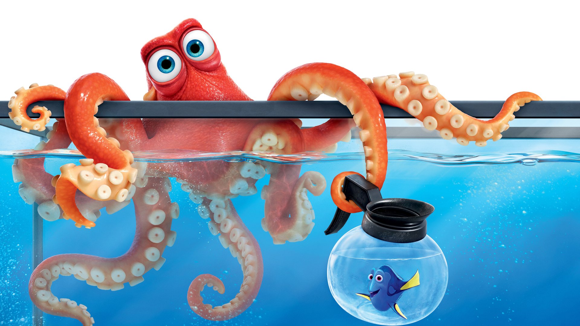 Обои осьминог, мультфильм, аквариум, рыбка, в поисках дори, finding dory, дори, octopus, cartoon, aquarium, fish, in finding dory, dori разрешение 3840x2400 Загрузить